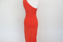 Orange Ruched Asymmetric Maxi Dress – Size M | Brand new-5