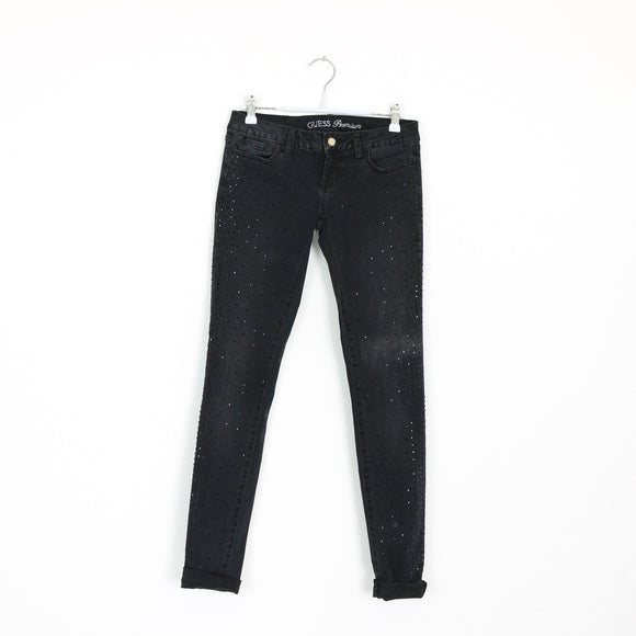 Guess Black Sparkle Skinny Jeans - Size 26 (Broken Button)