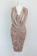 Champagne Sparkle Ruched Midi Dress – Size XL | Thrift Finds-2