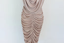 Champagne Sparkle Ruched Midi Dress – Size XL | Thrift Finds-4