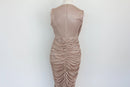 Champagne Sparkle Ruched Midi Dress – Size XL | Thrift Finds-5