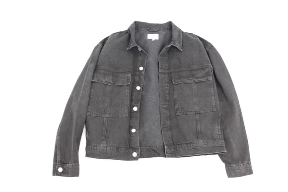 C&A Black Denim Engraved Silver Button Jacket – L