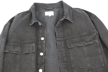 C&A Black Denim Engraved Silver Button Jacket – L - 0