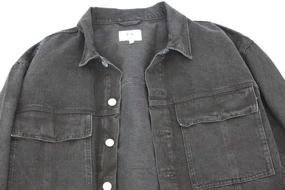 C&A Black Denim Engraved Silver Button Jacket – L