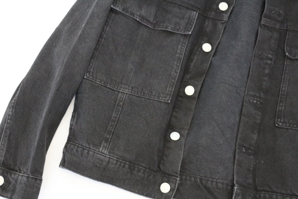 C&A Black Denim Engraved Silver Button Jacket – L