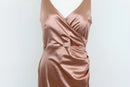 Rose Gold Strappy Bodycon Dress with Side Slit – Size XL | Thrift Finds-3
