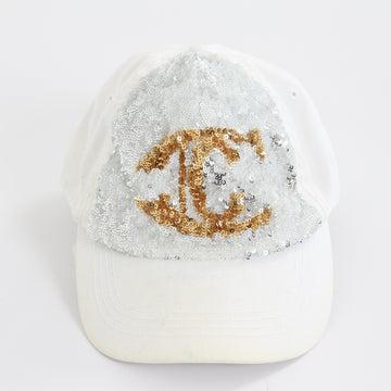 Just Cavalli White Sequin Logo Baseball Cap