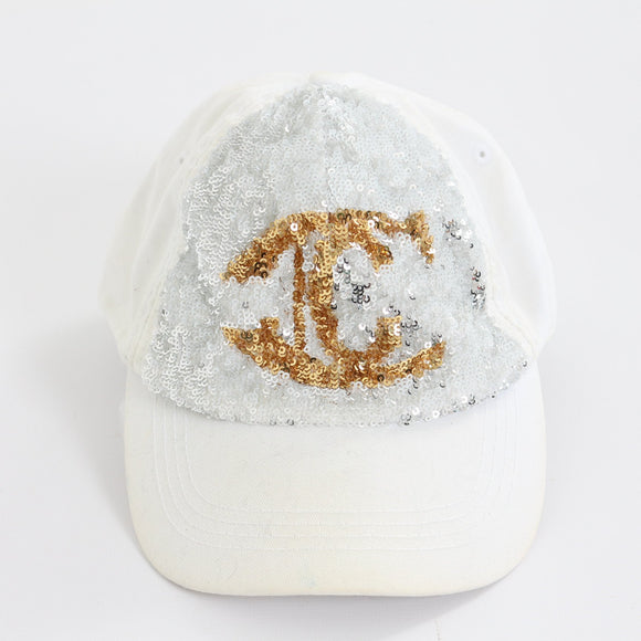 Just Cavalli White Sequin Logo Baseball Cap