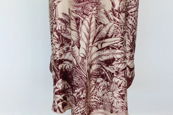 Maroon & Peach Jungle Print Shirt Dress – Size M | Thrift Finds