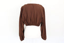 Brown Frilled Long-Sleeve Crop Top – Size XL | Brand new-4