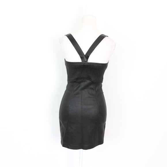 Diesel Biker-Style Leather Mini Dress - S