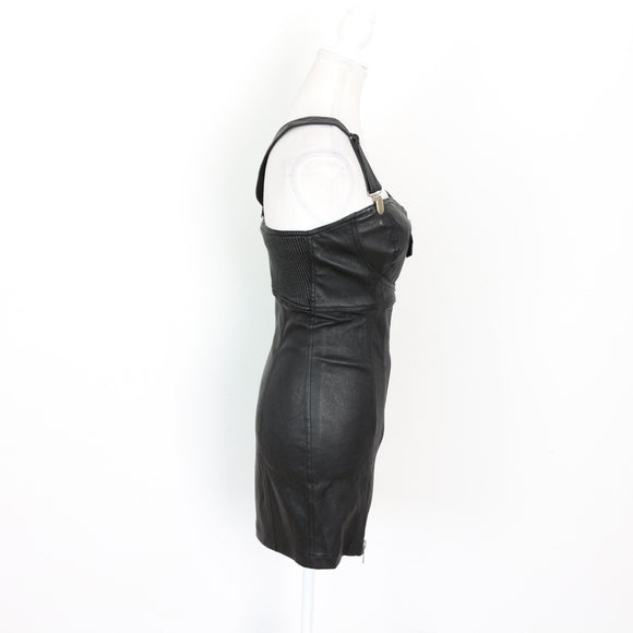 Diesel Biker-Style Leather Mini Dress - S
