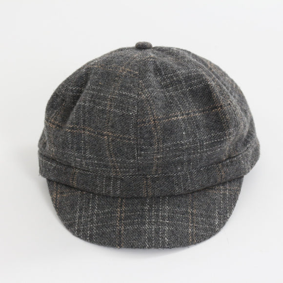 Charcoal Grey Check Newsboy Cap