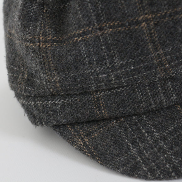 Charcoal Grey Check Newsboy Cap
