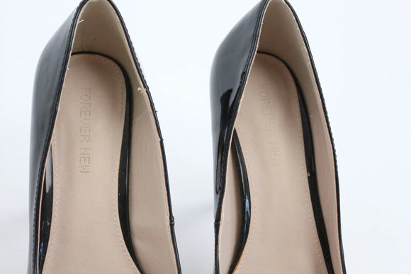 Forever New Black Patent Leather Pointed-Toe Stilettos – EU 38
