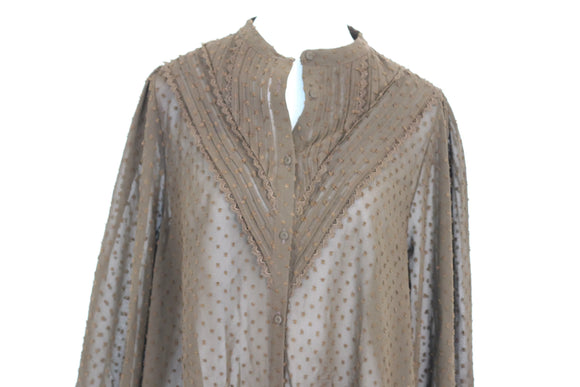 Dark Green Embroidered Long-Sleeve Shirt – Size S | Brand new