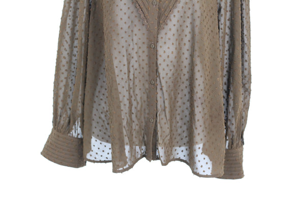 Dark Green Embroidered Long-Sleeve Shirt – Size S | Brand new