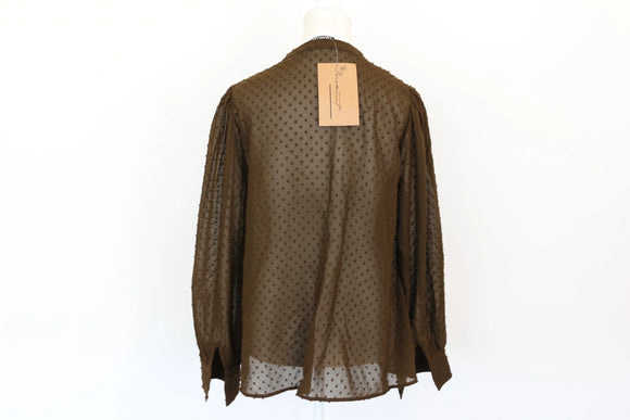 Dark Green Embroidered Long-Sleeve Shirt – Size S | Brand new