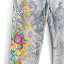 Ed Hardy Grey Leggings with Colourful Detailing - M-3