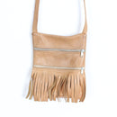 Tan Genuine Leather Fringe Crossbody Bag-1