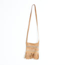 Tan Genuine Leather Fringe Crossbody Bag-2