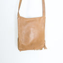 Tan Genuine Leather Fringe Crossbody Bag-3