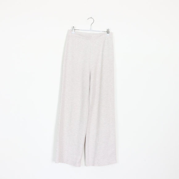 Zara Cream Ribbed Wide-Leg Pants - M
