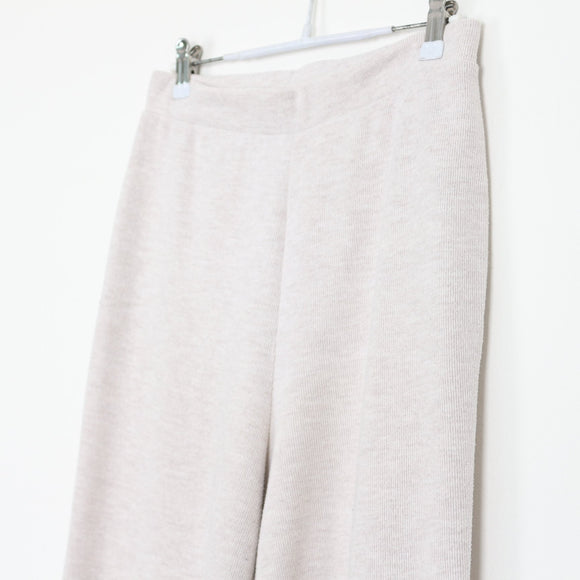 Zara Cream Ribbed Wide-Leg Pants - M