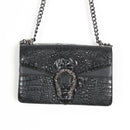 Black Croc-Effect Chain-Strap Crossbody Bag-1