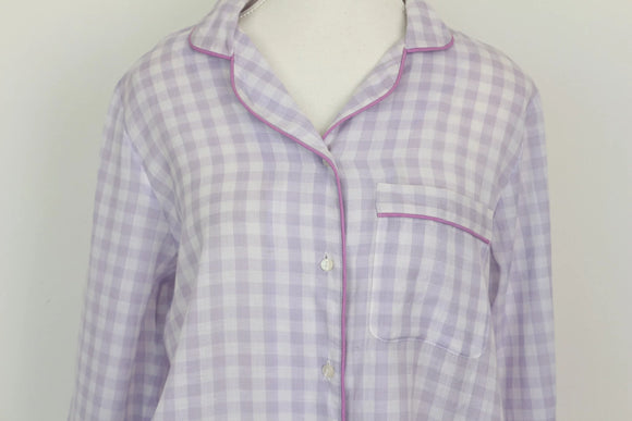 Purple Check Shirt with Chest Pocket – Size S | Thrift Finds