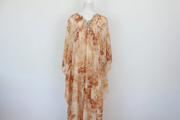 Peach Floral Dress with White Shell Detail – Size XL | Brand new