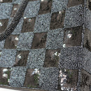 Black & Grey Chequered Beaded Boxy Handbag-2