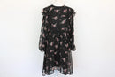 Black Chiffon Pink Floral Print Dress – Size M | Brand new-1