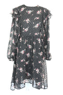 Black Chiffon Pink Floral Print Dress – Size M | Brand new-3