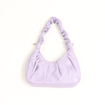 Lilac Mini Ruched Handbag with Crossbody Strap