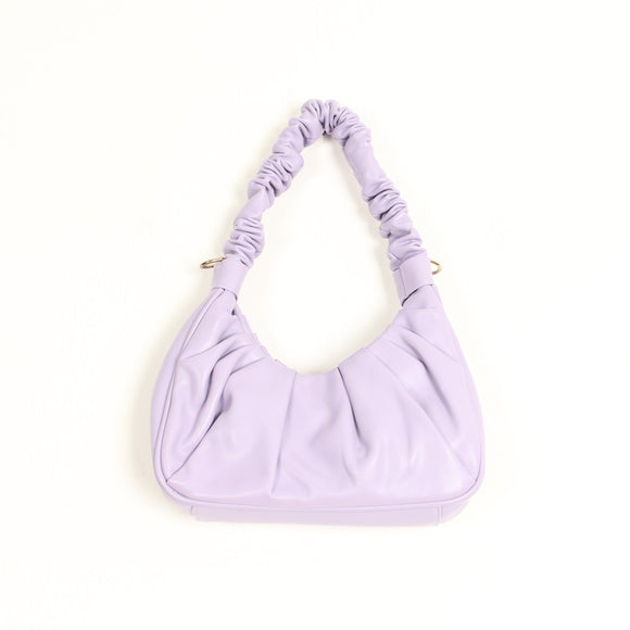 Lilac Mini Ruched Handbag with Crossbody Strap