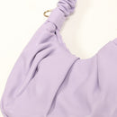 Lilac Mini Ruched Handbag with Crossbody Strap-2