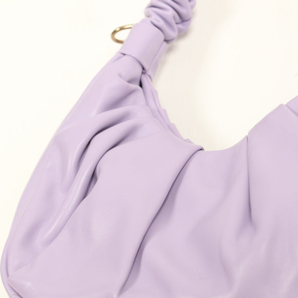 Lilac Mini Ruched Handbag with Crossbody Strap
