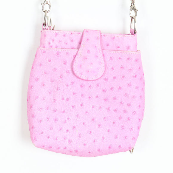 Pink Ostrich-Effect Crossbody Bag