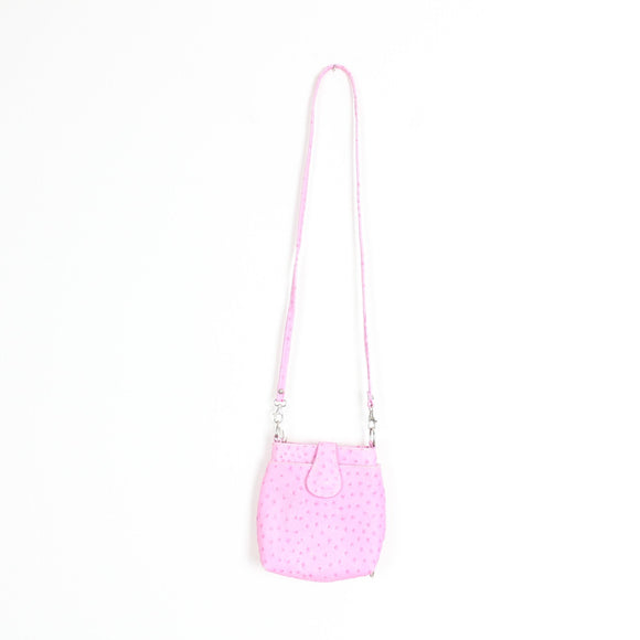 Pink Ostrich-Effect Crossbody Bag