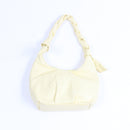 Lime Green Faux Leather Handbag with Braided Handle-1