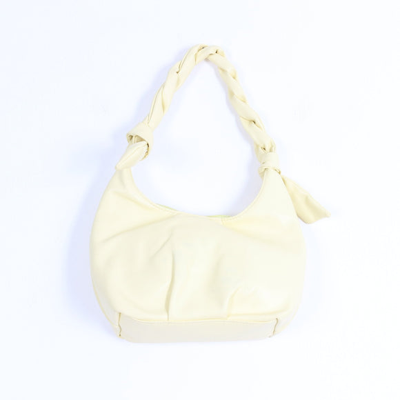 Lime Green Faux Leather Handbag with Braided Handle