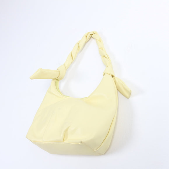 Lime Green Faux Leather Handbag with Braided Handle