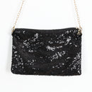 Black Sequin Crossbody Bag with Gold-Tone Chain Strap-1