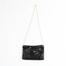Black Sequin Crossbody Bag with Gold-Tone Chain Strap-2