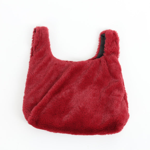 Maroon Fluffy Knot-Handle Handbag