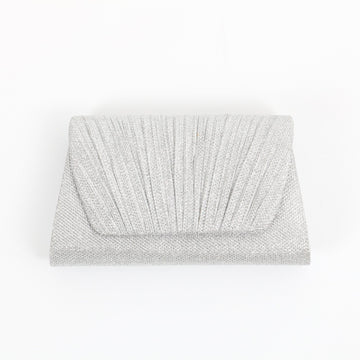 Milla Silver Pleated Mini Clutch Bag with Strap