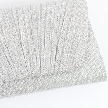 Milla Silver Pleated Mini Clutch Bag with Strap - 0