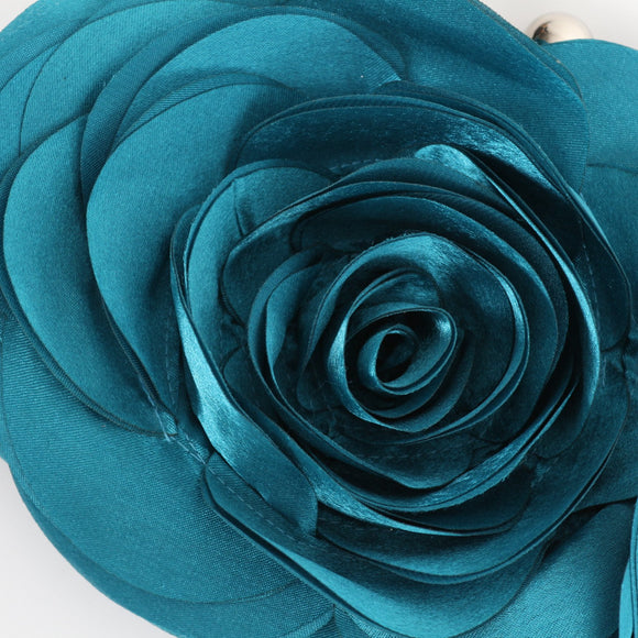Milla Turquoise Rose Clutch Bag with Strap
