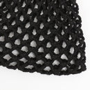 Black woven bag with wooden ring handles-3